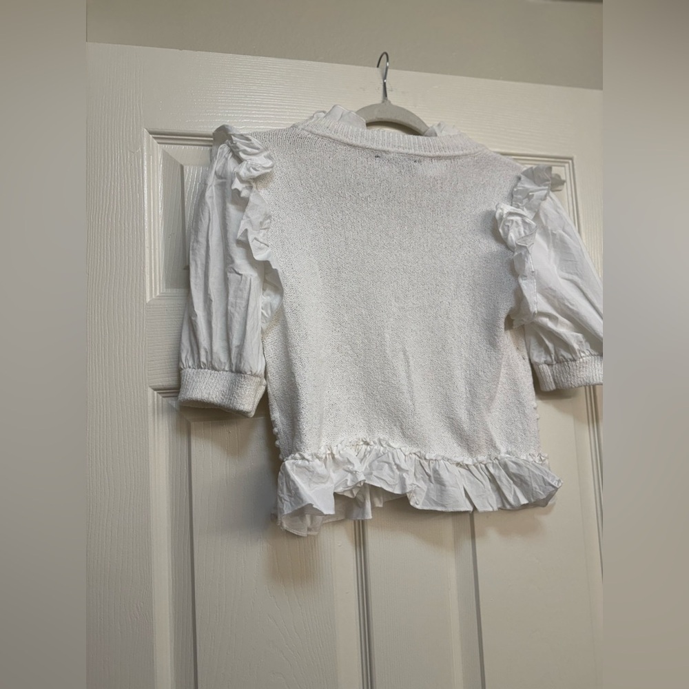 INC Cable Knit Sweater White Short Sleeve Top - Picture 11 of 16